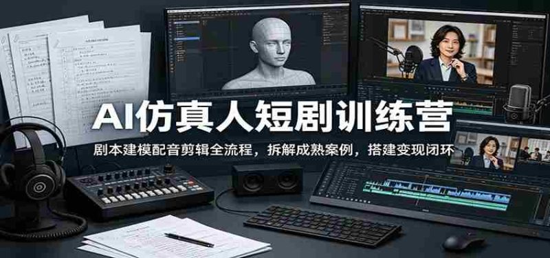 AI仿真人短剧训练营:剧本建模配音剪辑全流程,拆解成熟案例,搭建变现闭环-金启创业网 - 网上赚钱方法教程大全 - www.jinqi6.top