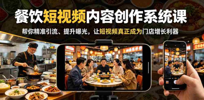 餐饮短视频内容创作系统课，帮你精准引流、提升曝光，让短视频真正成为门店增长利器-金启创业网 - 网上赚钱方法教程大全 - www.jinqi6.top