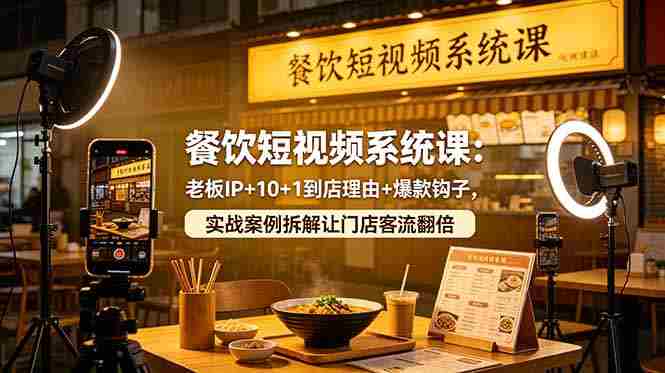 （18712期）餐饮短视频系统课：老板IP+10+1到店理由+爆款钩子，实战案例拆解让门店客流翻倍-金启创业网 - 网上赚钱方法教程大全 - www.jinqi6.top