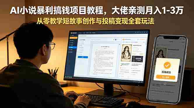 （18898期）AI小说暴利搞钱项目教程，大佬亲测月入1-3万，从零教学短故事创作与投稿变现全套玩法-金启创业网 - 网上赚钱方法教程大全 - www.jinqi6.top