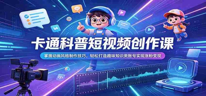 卡通科普短视频创作课：掌握动画风格制作技巧，轻松打造趣味知识类账号实现涨粉变现-金启创业网 - 网上赚钱方法教程大全 - www.jinqi6.top