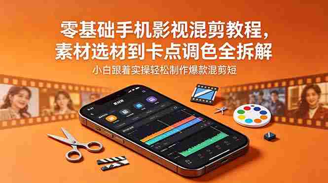 （18750期）零基础手机影视混剪教程，素材选材到卡点调色全拆解，小白跟着实操轻松制作爆款混剪短片-金启创业网 - 网上赚钱方法教程大全 - www.jinqi6.top