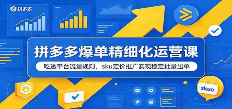 拼多多爆单精细化运营课：吃透平台流量规则，sku定价推广实现稳定批量出单-金启创业网 - 网上赚钱方法教程大全 - www.jinqi6.top