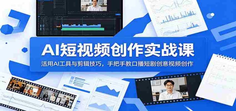 AI短视频创作实战课：活用AI工具与剪辑技巧，手把手教口播短剧创意视频创作-金启创业网 - 网上赚钱方法教程大全 - www.jinqi6.top