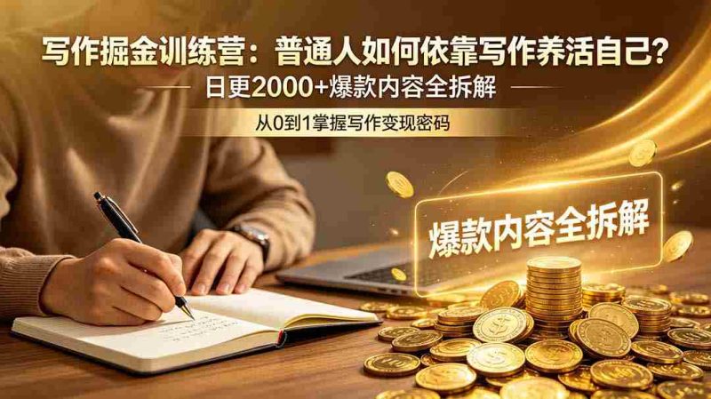 （18901期）写作掘金训练营：普通人如何依靠写作养活自己？日更2000+爆款内容全拆解-金启创业网 - 网上赚钱方法教程大全 - www.jinqi6.top