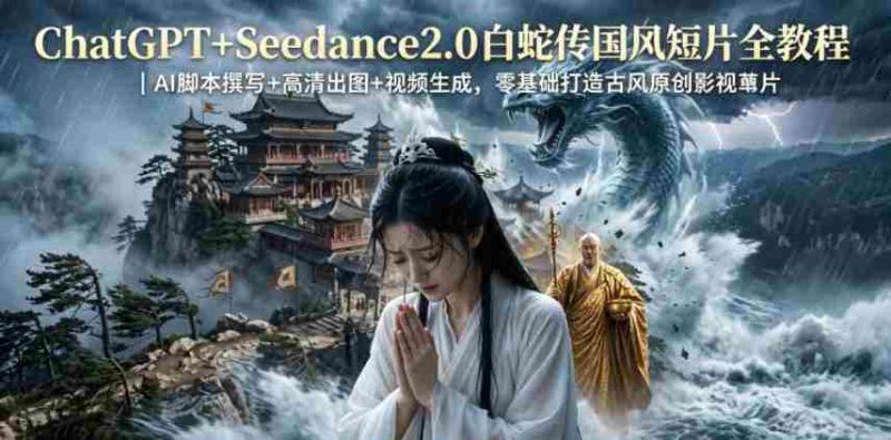 ChatGPT+Seedance2.0白蛇传国风短片全教程|AI脚本撰写+高清出图+视频生成,零基础打造古风原创影视短片-金启创业网 - 网上赚钱方法教程大全 - www.jinqi6.top