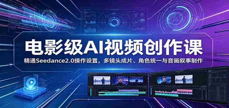 电影级AI视频创作课：精通Seedance2.0操作设置，多镜头成片、角色统一与音画叙事制作-金启创业网 - 网上赚钱方法教程大全 - www.jinqi6.top