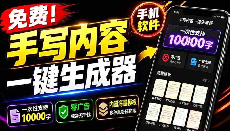 （18667期）超逼真手写字体一键生成器，纯免费离线运行，一次性支持10000字，零广告，内置海量模板-金启创业网 - 网上赚钱方法教程大全 - www.jinqi6.top