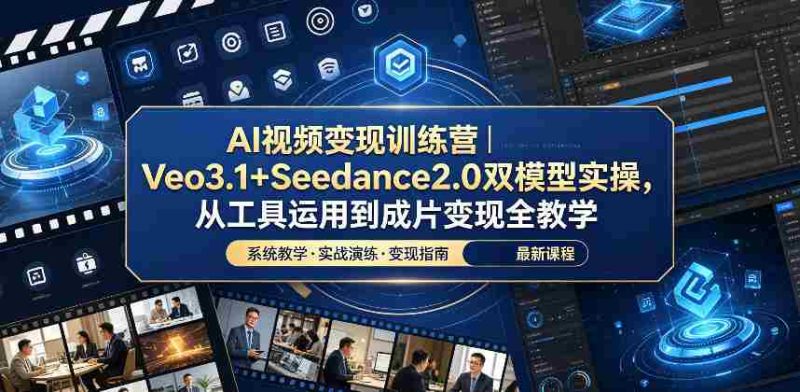 AI视频变现训练营｜Veo3.1+Seedance2.0双模型实操，从工具运用到成片变现全教学-金启创业网 - 网上赚钱方法教程大全 - www.jinqi6.top