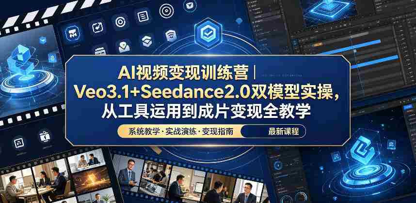 AI视频变现训练营｜Veo3.1+Seedance2.0双模型实操，从工具运用到成片变现全教学-金启创业网 - 网上赚钱方法教程大全 - www.jinqi6.top