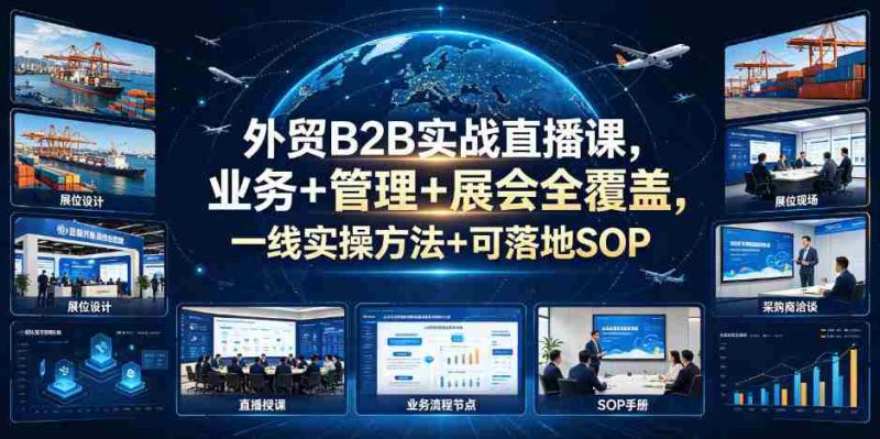外贸B2B实战直播课，业务+管理+展会全覆盖，一线实操方法+可落地SOP-金启创业网 - 网上赚钱方法教程大全 - www.jinqi6.top