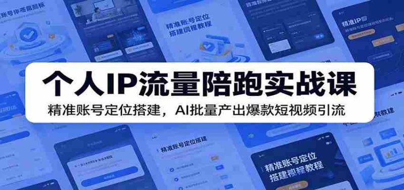 个人IP流量陪跑实战课：精准账号定位搭建，AI批量产出爆款短视频引流-金启创业网 - 网上赚钱方法教程大全 - www.jinqi6.top