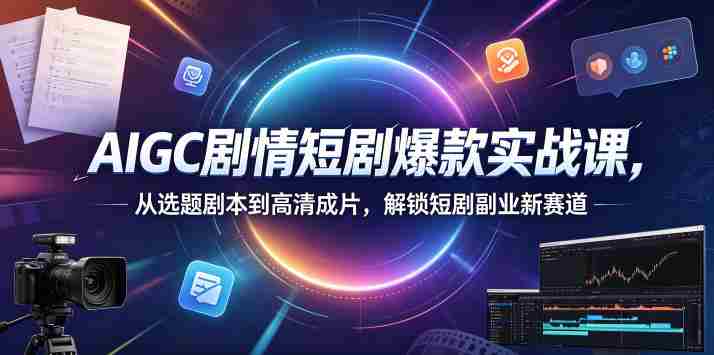AIGC剧情短剧爆款实战课,从选题剧本到高清成片,解锁短剧副业新赛道-金启创业网 - 网上赚钱方法教程大全 - www.jinqi6.top