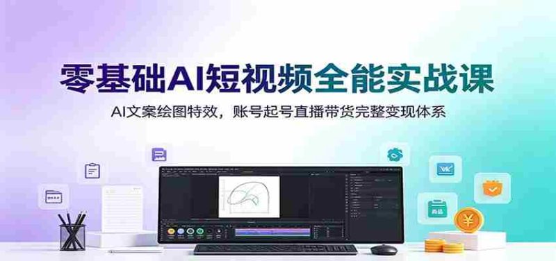 零基础AI短视频全能实战课：AI文案绘图特效，账号起号直播带货完整变现体系-金启创业网 - 网上赚钱方法教程大全 - www.jinqi6.top