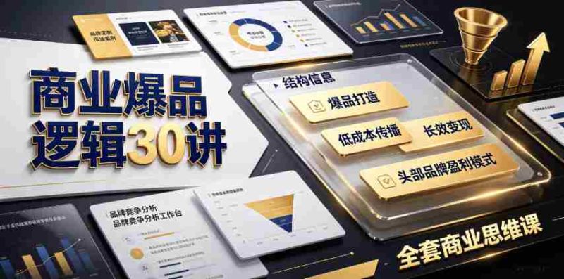 商业爆品逻辑30讲｜拆解各行各业头部品牌盈利模式，吃透爆品打造、低成本传播、长效变现全套商业思维课-金启创业网 - 网上赚钱方法教程大全 - www.jinqi6.top