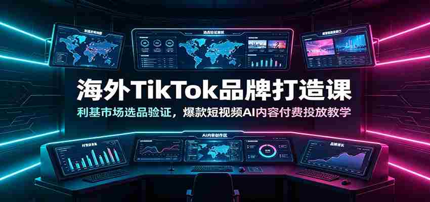 海外TikTok品牌打造课：利基市场选品验证，爆款短视频AI内容付费投放教学-金启创业网 - 网上赚钱方法教程大全 - www.jinqi6.top
