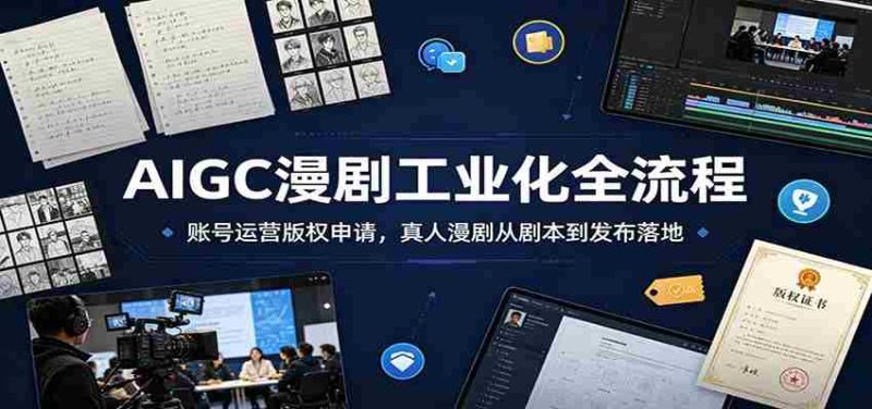 AIGC漫剧工业化全流程：账号运营版权申请，真人漫剧从剧本到发布落地-金启创业网 - 网上赚钱方法教程大全 - www.jinqi6.top
