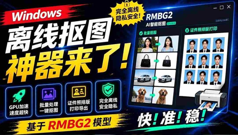 （19357期）Windows离线抠图神器来了！支持批量抠图 + 证件照排版打印，基于RMBG2模型，GPU加速 方块AI抠图-金启创业网 - 网上赚钱方法教程大全 - www.jinqi6.top