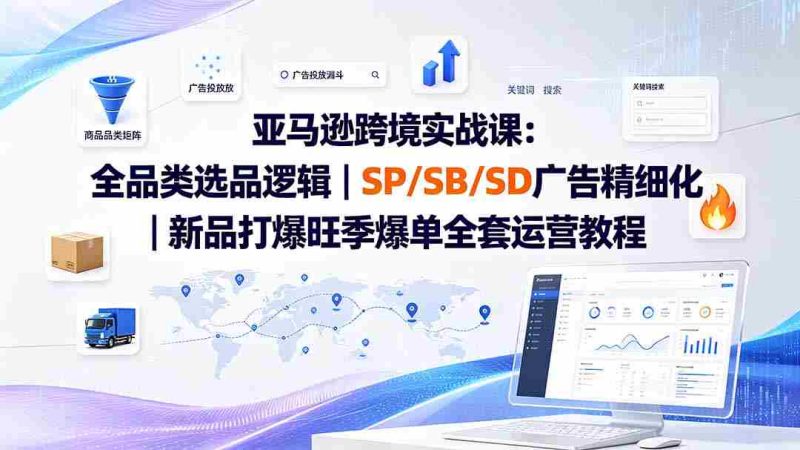 （19563期）亚马逊跨境实战课-更新：全品类选品逻辑｜SP/SB/SD广告精细化｜新品打爆旺季爆单全套运营教程-金启创业网 - 网上赚钱方法教程大全 - www.jinqi6.top