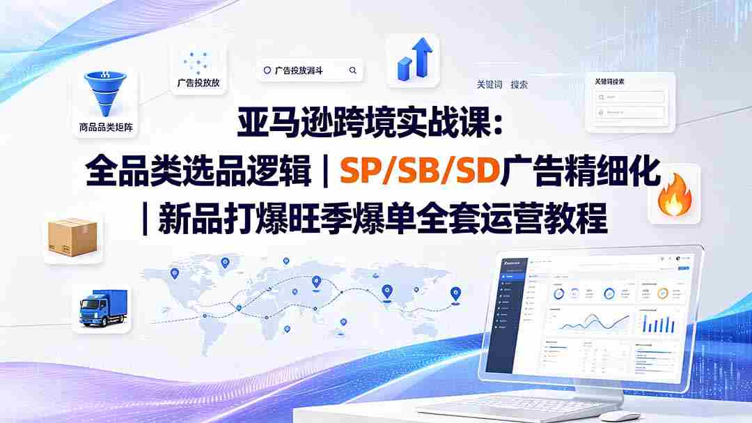 （19563期）亚马逊跨境实战课-更新：全品类选品逻辑｜SP/SB/SD广告精细化｜新品打爆旺季爆单全套运营教程-金启创业网 - 网上赚钱方法教程大全 - www.jinqi6.top