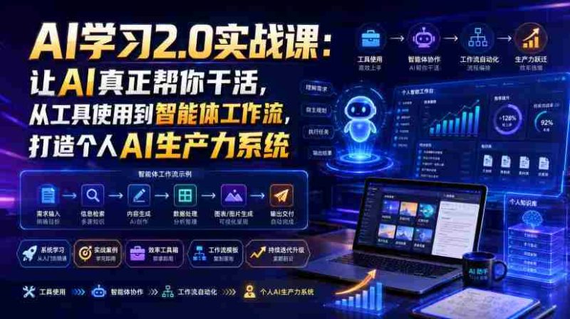 AI学习2.0实战课：让AI真正帮你干活，从工具使用到智能体工作流，打造个人AI生产力系统-金启创业网 - 网上赚钱方法教程大全 - www.jinqi6.top