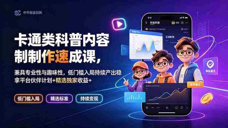 （19234期）卡通类科普内容制作速成课，兼具专业性与趣味性，低门槛入局持续产出稳拿平台伙伴计划+精选独家收益-金启创业网 - 网上赚钱方法教程大全 - www.jinqi6.top