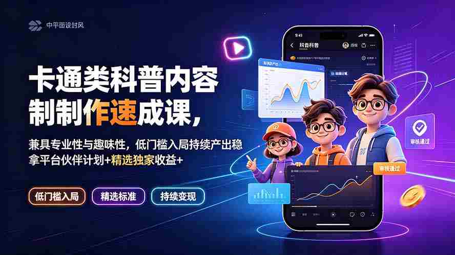（19234期）卡通类科普内容制作速成课，兼具专业性与趣味性，低门槛入局持续产出稳拿平台伙伴计划+精选独家收益-金启创业网 - 网上赚钱方法教程大全 - www.jinqi6.top