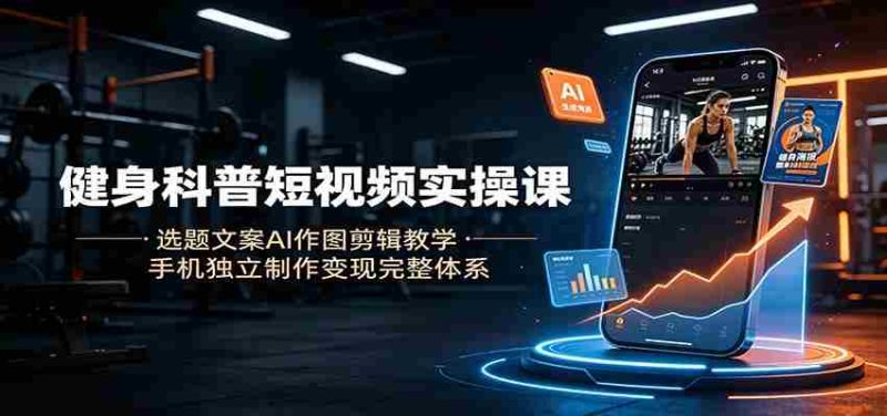 健身科普短视频实操课：选题文案AI作图剪辑教学，手机独立制作变现完整体系-金启创业网 - 网上赚钱方法教程大全 - www.jinqi6.top