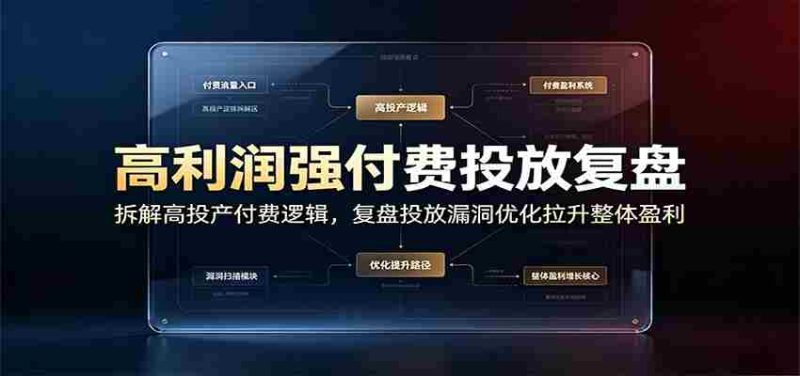 高利润强付费投放复盘：拆解高投产付费逻辑，复盘投放漏洞优化拉升整体盈利-金启创业网 - 网上赚钱方法教程大全 - www.jinqi6.top