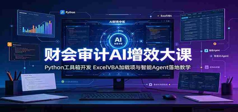 财会审计AI增效大课：Python工具箱开发，ExcelVBA加载项与智能Agent落地教学-金启创业网 - 网上赚钱方法教程大全 - www.jinqi6.top