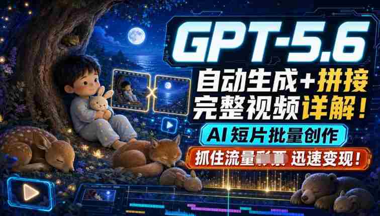 GPT-5.6自动生成＋拼接完整视频详解，AI短片批量创作，抓住流量迅速变现！-金启创业网 - 网上赚钱方法教程大全 - www.jinqi6.top