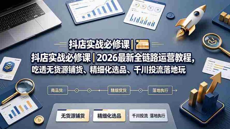 （19549期）抖店实战必修课｜2026最新全链路运营教程，吃透无货源铺货、精细化选品、千川投流落地玩法-金启创业网 - 网上赚钱方法教程大全 - www.jinqi6.top
