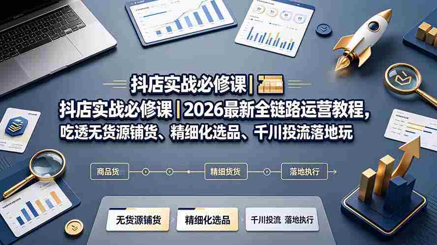 （19549期）抖店实战必修课｜2026最新全链路运营教程，吃透无货源铺货、精细化选品、千川投流落地玩法-金启创业网 - 网上赚钱方法教程大全 - www.jinqi6.top