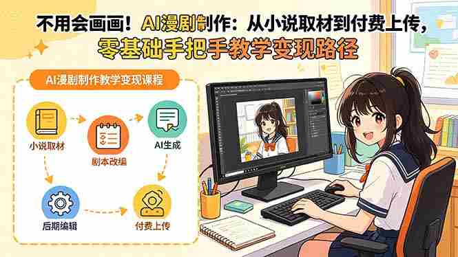 （19429期）不用会画画！AI漫剧制作：从小说取材到付费上传，零基础手把手教学变现路径（更新）-金启创业网 - 网上赚钱方法教程大全 - www.jinqi6.top