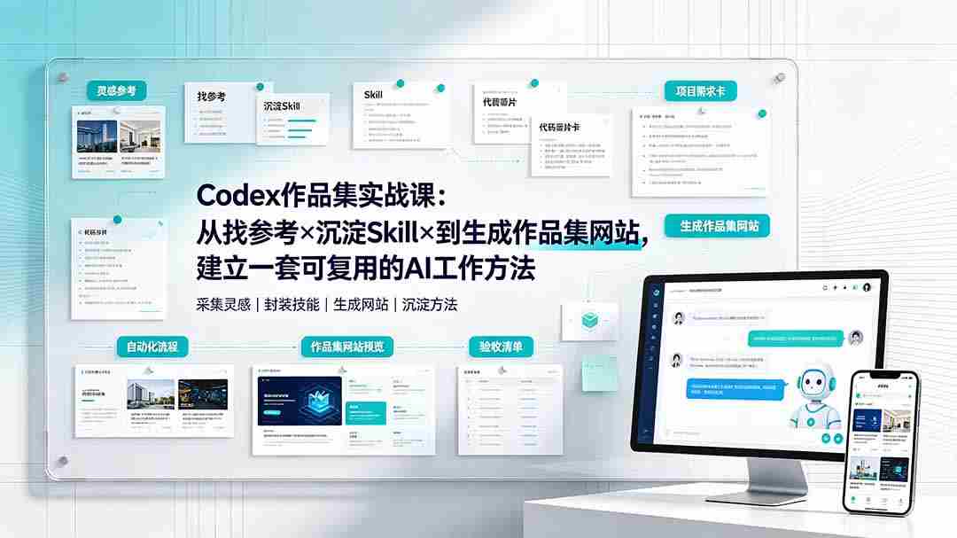 （19361期）Codex作品集实战课：从找参考×沉淀Skill×到生成作品集网站，建立一套可复用的AI工作方法-金启创业网 - 网上赚钱方法教程大全 - www.jinqi6.top