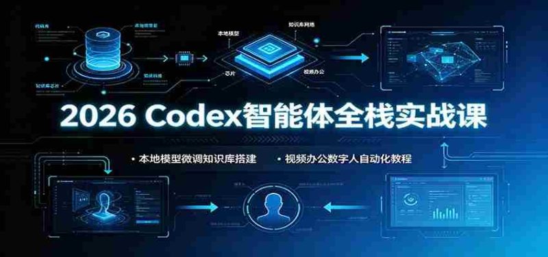2026 Codex智能体全栈实战课：本地模型微调知识库搭建，视频办公数字人自动化教程-金启创业网 - 网上赚钱方法教程大全 - www.jinqi6.top