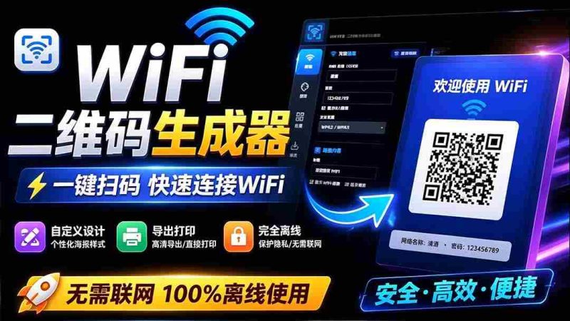 （19566期）完全离线使用！WiFi二维码生成器，一键扫码快速连接WiFi，支持自定义风格导出 WiFi二维码生成器-金启创业网 - 网上赚钱方法教程大全 - www.jinqi6.top