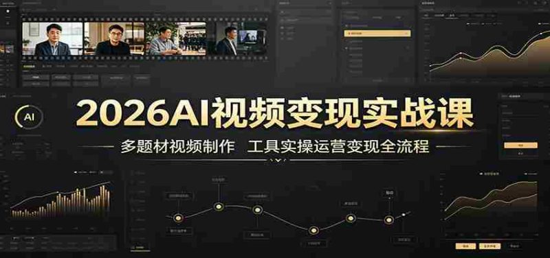 2026AI视频变现实战课：多题材视频制作，工具实操运营变现全流程-金启创业网 - 网上赚钱方法教程大全 - www.jinqi6.top