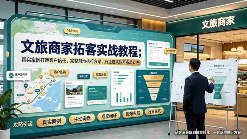 （19273期）文旅商家拓客实战教程；真实案例打造客户信任，完整落地执行方案，行业避坑账号布局心法-金启创业网 - 网上赚钱方法教程大全 - www.jinqi6.top
