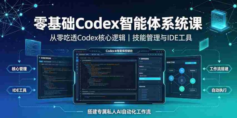 零基础Codex智能体系统课｜从零吃透Codex核心逻辑、技能管理与IDE工具，搭建专属私人AI自动化工作流-金启创业网 - 网上赚钱方法教程大全 - www.jinqi6.top