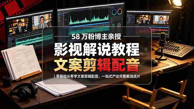 （19160期）58 万粉博主荧幕春秋亲授影视解说教程｜零基础从零学文案剪辑配音，一站式产出完整解说成片-金启创业网 - 网上赚钱方法教程大全 - www.jinqi6.top
