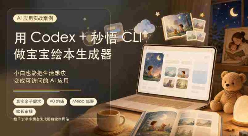 （19415期）AI应用实战案例，用Codex+秒悟CLl做宝宝绘本生成器，小白也能把生活想法变成可访问的AI应用-金启创业网 - 网上赚钱方法教程大全 - www.jinqi6.top