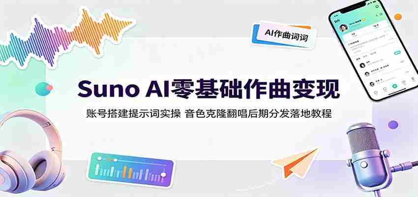 Suno AI零基础作曲变现：账号搭建提示词实操，音色克隆翻唱后期分发落地教程-金启创业网 - 网上赚钱方法教程大全 - www.jinqi6.top