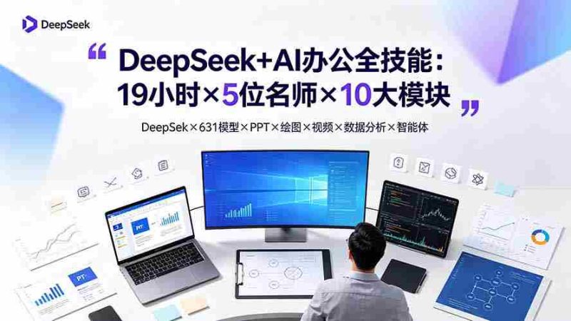 （19411期）DeepSeek+AI办公全技能：19小时×5位名师×10大模块，DeepSeek×631模型×PPT×绘图×视频×数据分析×智能体-金启创业网 - 网上赚钱方法教程大全 - www.jinqi6.top