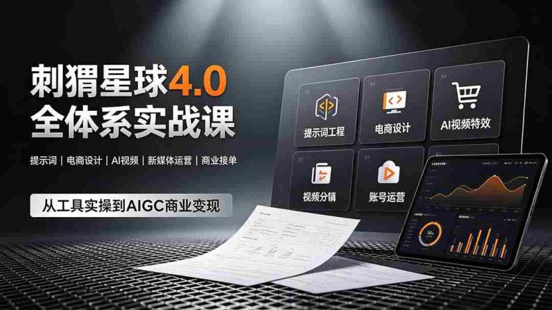 （19224期）刺猬星球4.0全体系实战课，覆盖提示词工程、电商设计、AI视频特效与新媒体运营，一站式掌握AIGC商业核心技能-金启创业网 - 网上赚钱方法教程大全 - www.jinqi6.top