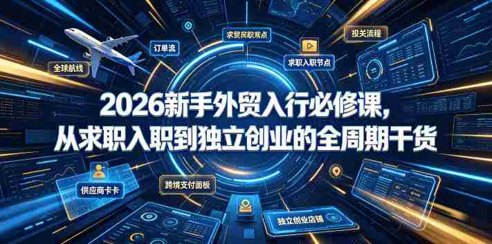 2026新手外贸入行必修课，从求职入职到独立创业的全周期干货-金启创业网 - 网上赚钱方法教程大全 - www.jinqi6.top