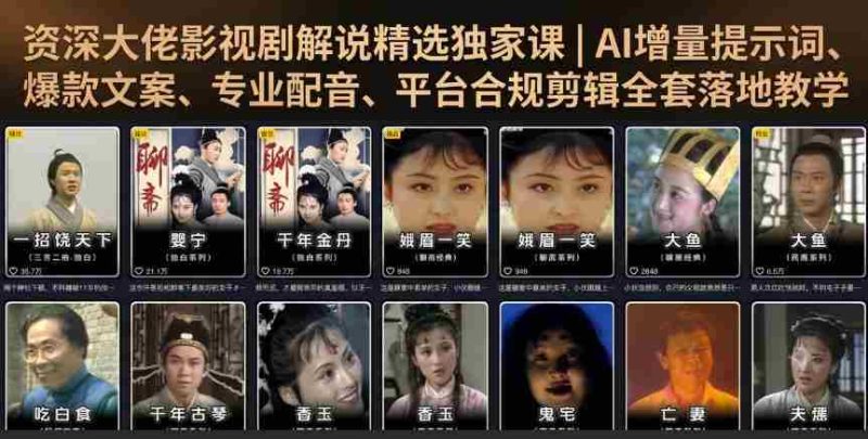 资深大佬影视剧解说精选独家课｜AI增量提示词、爆款文案、专业配音、平台合规剪辑全套落地教学-金启创业网 - 网上赚钱方法教程大全 - www.jinqi6.top