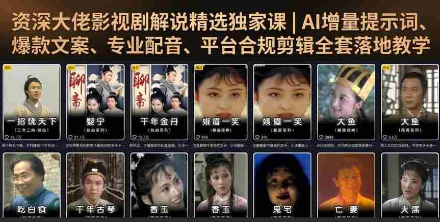 资深大佬影视剧解说精选独家课｜AI增量提示词、爆款文案、专业配音、平台合规剪辑全套落地教学-金启创业网 - 网上赚钱方法教程大全 - www.jinqi6.top