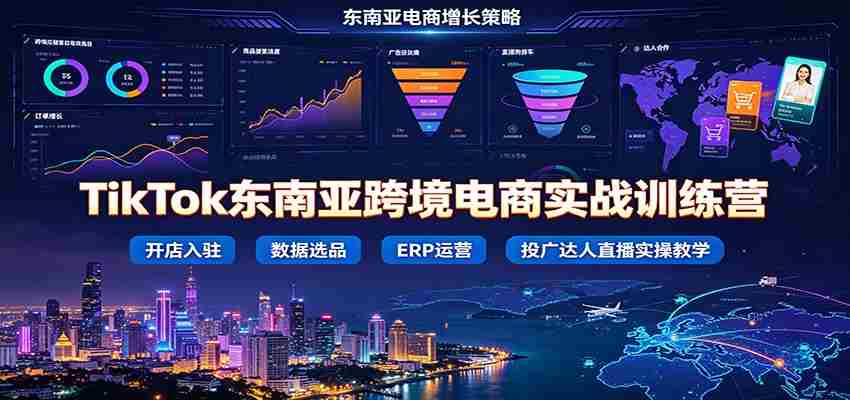 TikTok东南亚跨境电商实战训练营：开店入驻数据选品ERP运营，投广达人直播实操教学-金启创业网 - 网上赚钱方法教程大全 - www.jinqi6.top