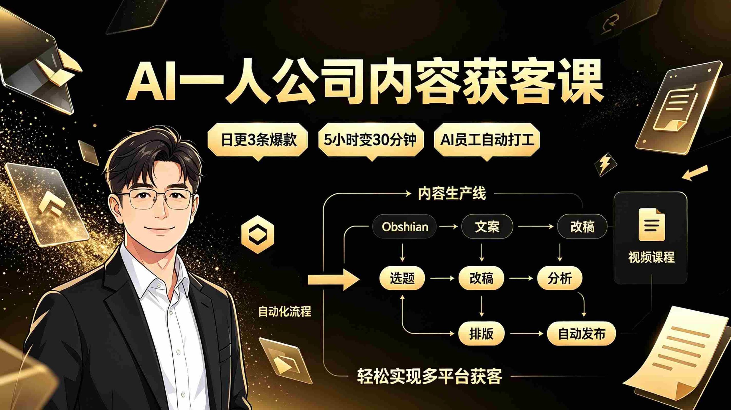 （19387期）AI一人公司内容获客课：日更3条爆款×5小时变30分钟×AI员工自动打工，轻松实现多平台获客-金启创业网 - 网上赚钱方法教程大全 - www.jinqi6.top